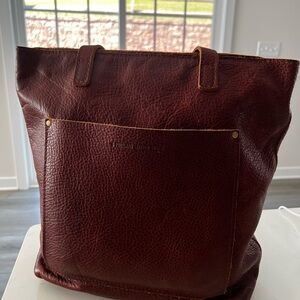 Portland Leather large crossbody tote zip top nutmeg